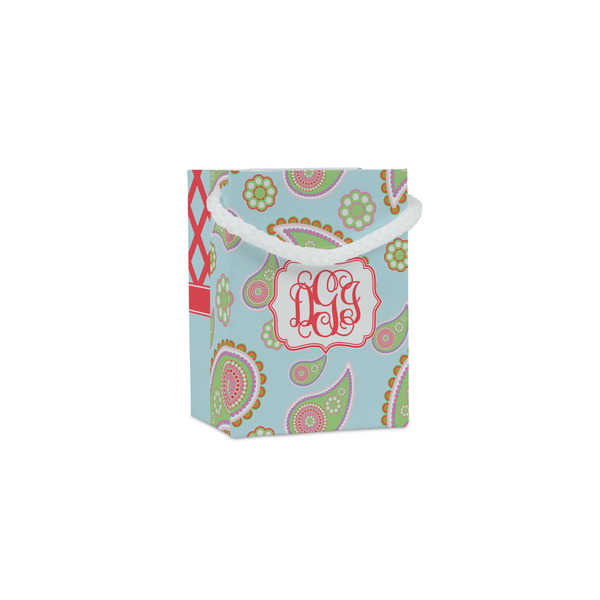 Custom Blue Paisley Jewelry Gift Bags - Gloss (Personalized)