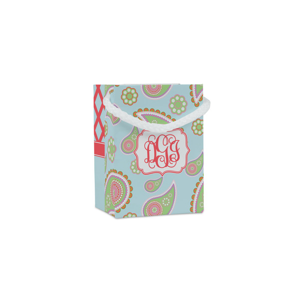Custom Blue Paisley Jewelry Gift Bags - Matte (Personalized)