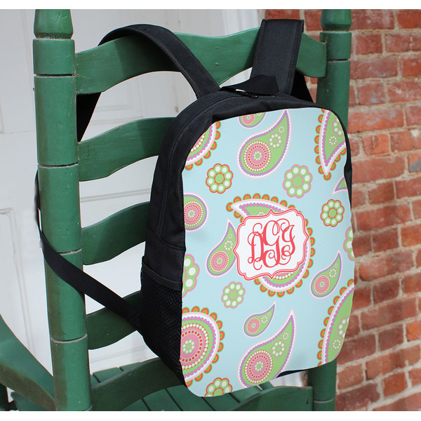 Blue Paisley Kids Backpack - In Context