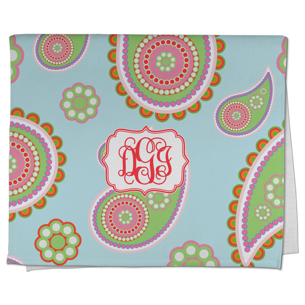 Custom Blue Paisley Kitchen Towel - Poly Cotton w/ Monograms