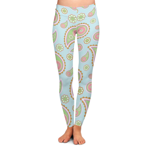 Custom Blue Paisley Ladies Leggings - Large