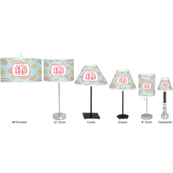 Blue Paisley Lamp Full View Size Comparison