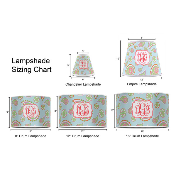 Blue Paisley Lampshade Sizing Chart