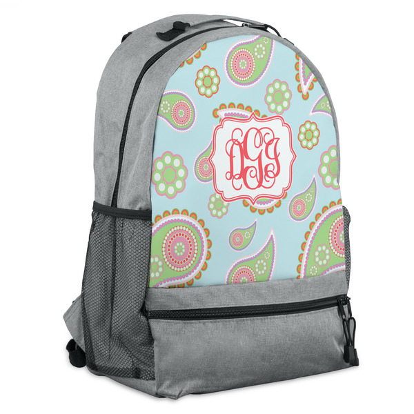 Custom Blue Paisley Backpack - Grey (Personalized)