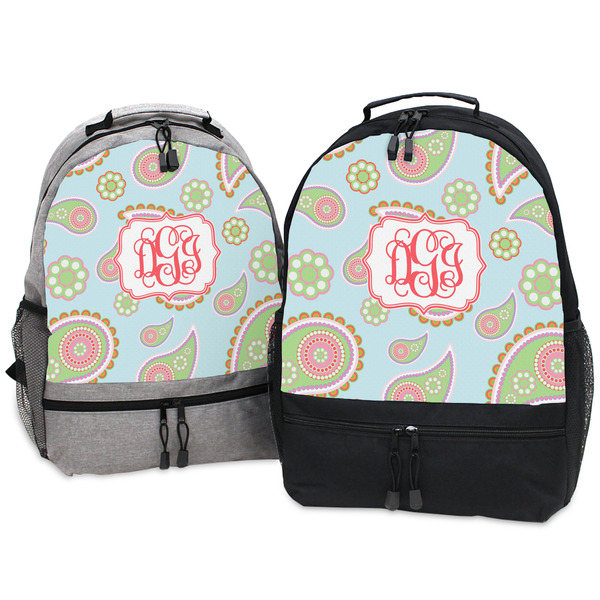 Blue Paisley Large Backpacks - Both