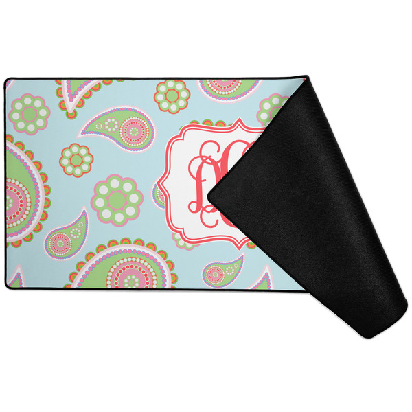 Blue Paisley Large Gaming Mats - FRONT W/ FOLD