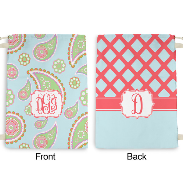 Blue Paisley Large Laundry Bag - Front & Back View