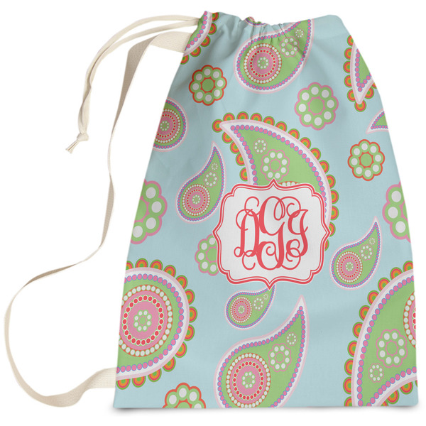 Custom Blue Paisley Laundry Bag (Personalized)