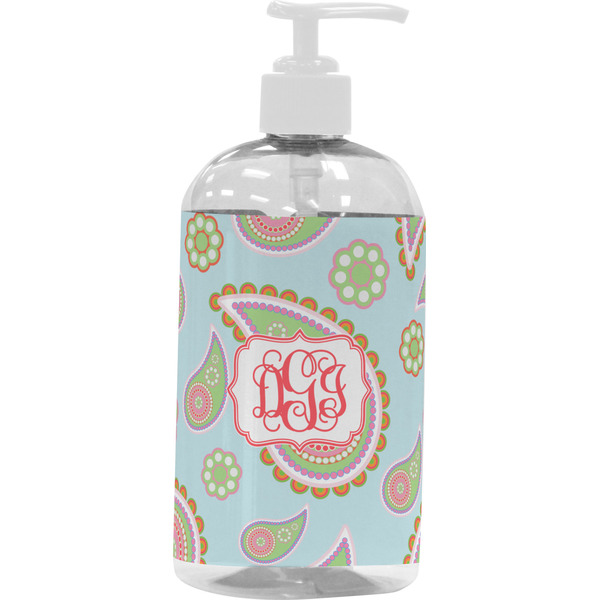 Blue Paisley Large Liquid Dispenser (16 oz) - White