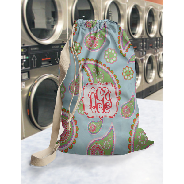 Blue Paisley Laundry Bag in Laundromat