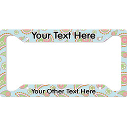 Blue Paisley License Plate Frame - Style A (Personalized)