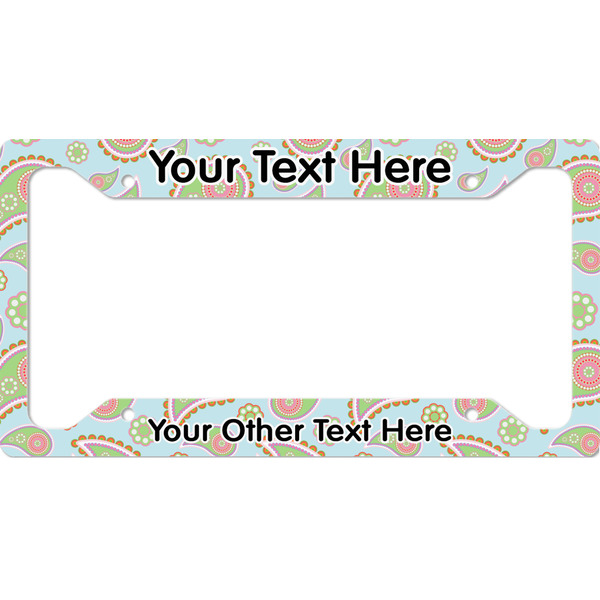 Custom Blue Paisley License Plate Frame (Personalized)