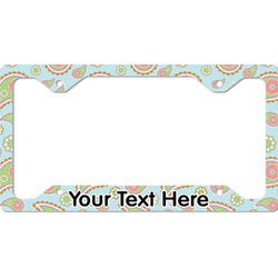 Blue Paisley License Plate Frame - Style C (Personalized)