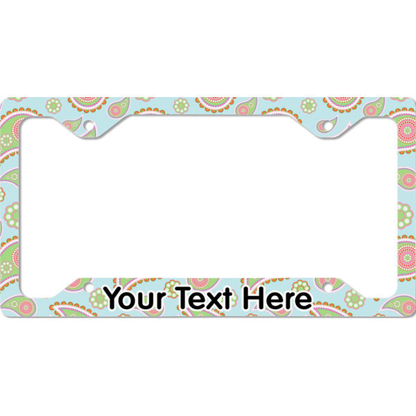 Custom Blue Paisley License Plate Frame - Style C (Personalized)
