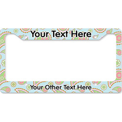 Blue Paisley License Plate Frame - Style B (Personalized)