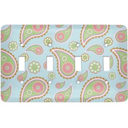 Blue Paisley Light Switch Cover (4 Toggle Plate)