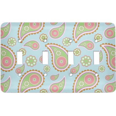 Blue Paisley Light Switch Cover (4 Toggle Plate) (Personalized)