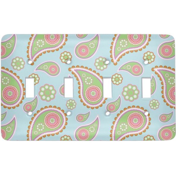 Custom Blue Paisley Light Switch Cover (4 Toggle Plate)