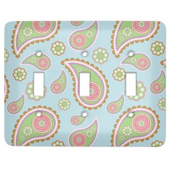 Blue Paisley Light Switch Cover (3 Toggle Plate)