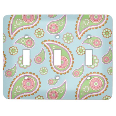 Blue Paisley Light Switch Cover (3 Toggle Plate) (Personalized)