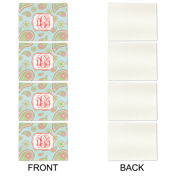 Blue Paisley Linen Placemat - APPROVAL Set of 4 (single sided)