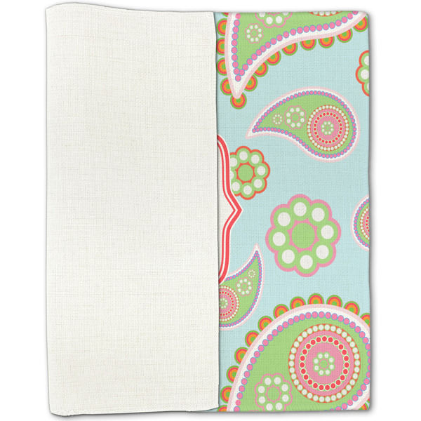 Blue Paisley Linen Placemat - Folded Half