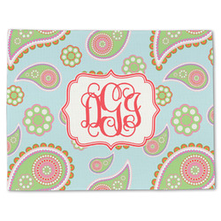 Blue Paisley Single-Sided Linen Placemat - Single w/ Monogram