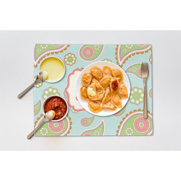 Blue Paisley Linen Placemat - Lifestyle (single)