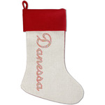 Blue Paisley Red Linen Stocking (Personalized)
