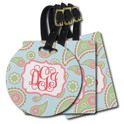 Blue Paisley Plastic Luggage Tag (Personalized)
