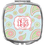 Blue Paisley Compact Makeup Mirror (Personalized)