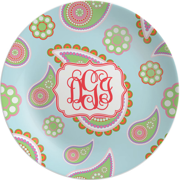 Custom Blue Paisley Melamine Salad Plate - 8" (Personalized)