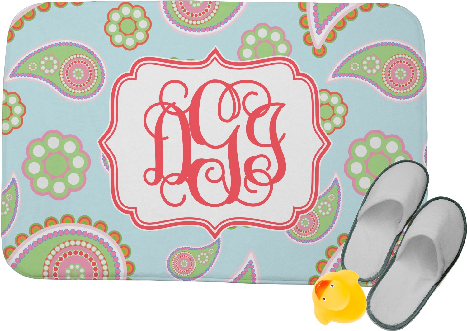 Custom Blue Paisley Memory Foam Bath Mat (Personalized) YouCustomizeIt