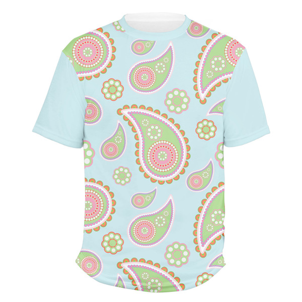 Custom Blue Paisley Men's Crew T-Shirt - Large