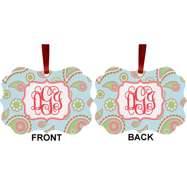 Blue Paisley Metal Benilux Ornament - Front and Back (APPROVAL)