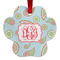 Blue Paisley Metal Paw Ornament - Front