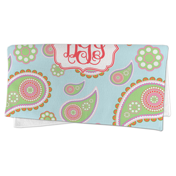 Blue Paisley Microfiber Dish Rag - FOLDED (half)