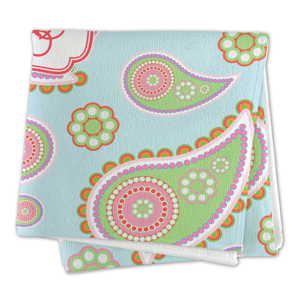 Blue Paisley Microfiber Dish Rag - FOLDED (square)