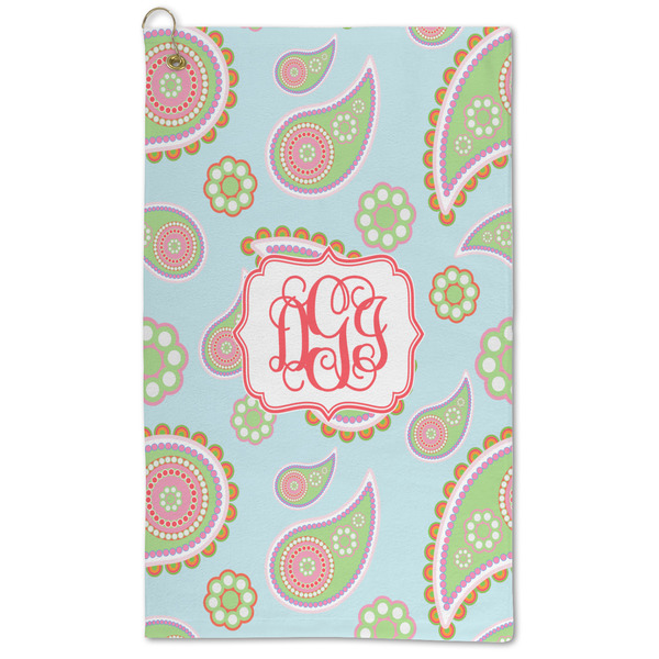 Custom Blue Paisley Microfiber Golf Towel - Large (Personalized)