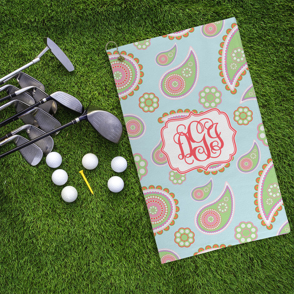 Blue Paisley Microfiber Golf Towels - LIFESTYLE