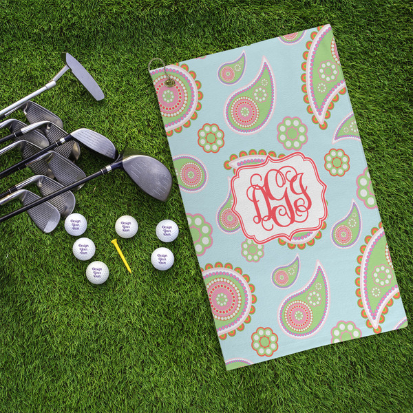 Blue Paisley Microfiber Golf Towels - LIFESTYLE
