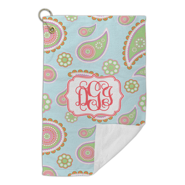 Blue Paisley Microfiber Golf Towels Small - FRONT FOLDED