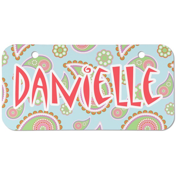 Custom Blue Paisley Mini/Bicycle License Plate (2 Holes) (Personalized)