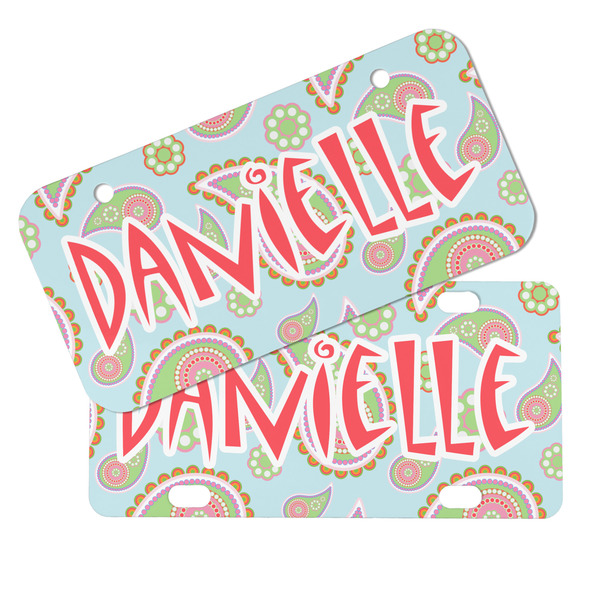 Blue Paisley Mini License Plates - MAIN (4 and 2 Holes)