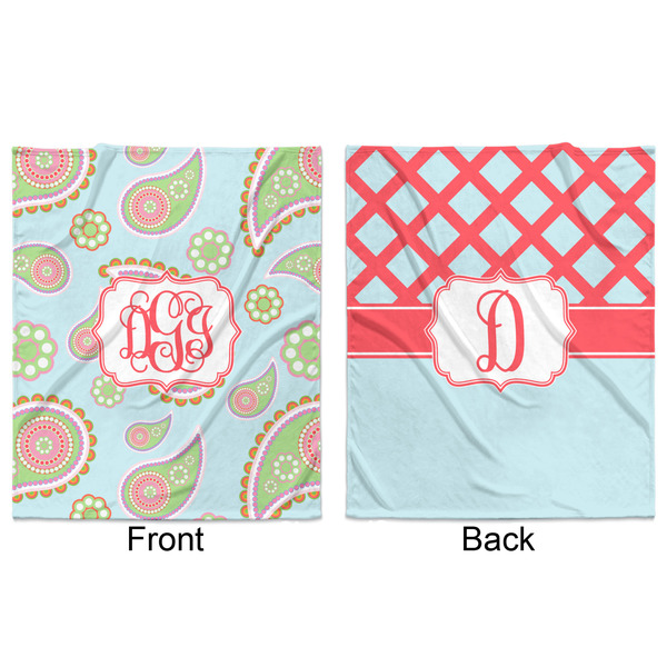 Blue Paisley Minky Blanket - 50"x60" - Double Sided - Front & Back