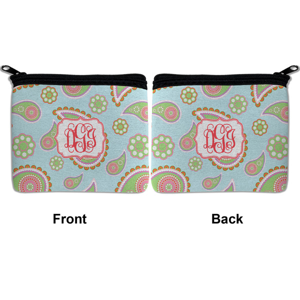 Blue Paisley Neoprene Coin Purse - Front & Back (APPROVAL)
