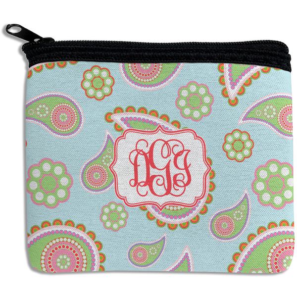 Custom Blue Paisley Rectangular Coin Purse (Personalized)