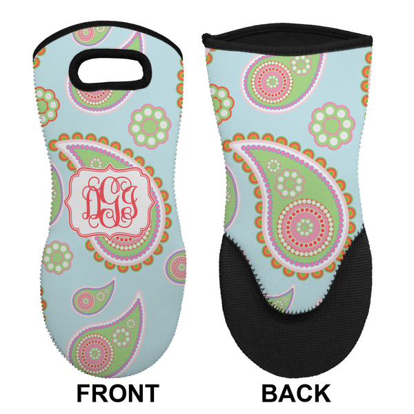 Blue Paisley Neoprene Oven Mitt (Front & Back)