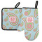 Blue Paisley Left Oven Mitt & Pot Holder Set w/ Monogram