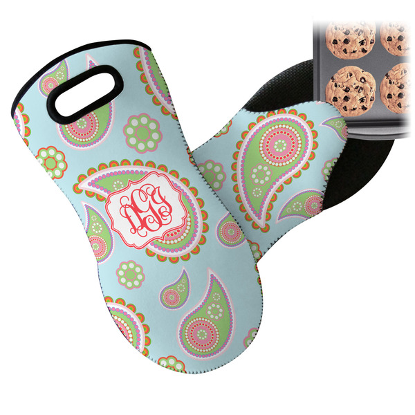 Blue Paisley Neoprene Oven Mitt